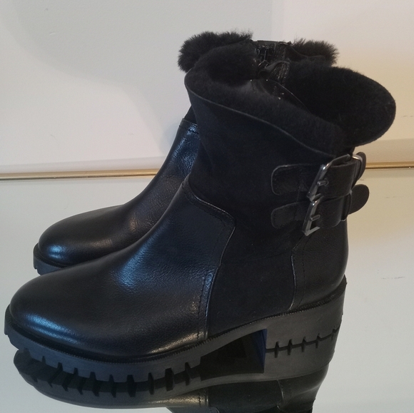 Napoleoni Black Leather Boots With Fur Made in Italy Size 37 - Picture 11 of 11